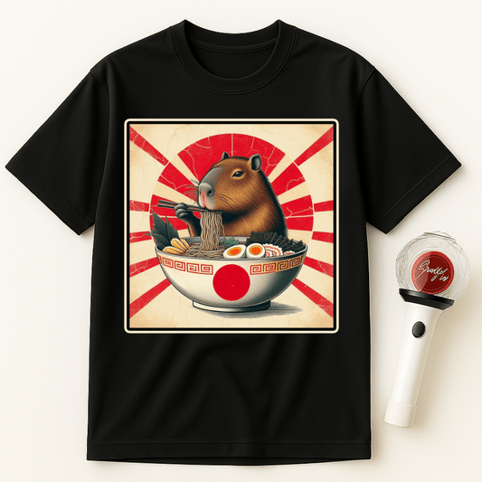 capybara t-shirt, ramen shirt, japanese food tee, cute animal shirt, anime ramen tee, kawaii fashion, funny oversized shirt, foodie shirt, japan inspired, animal lover gift, capybara lover

